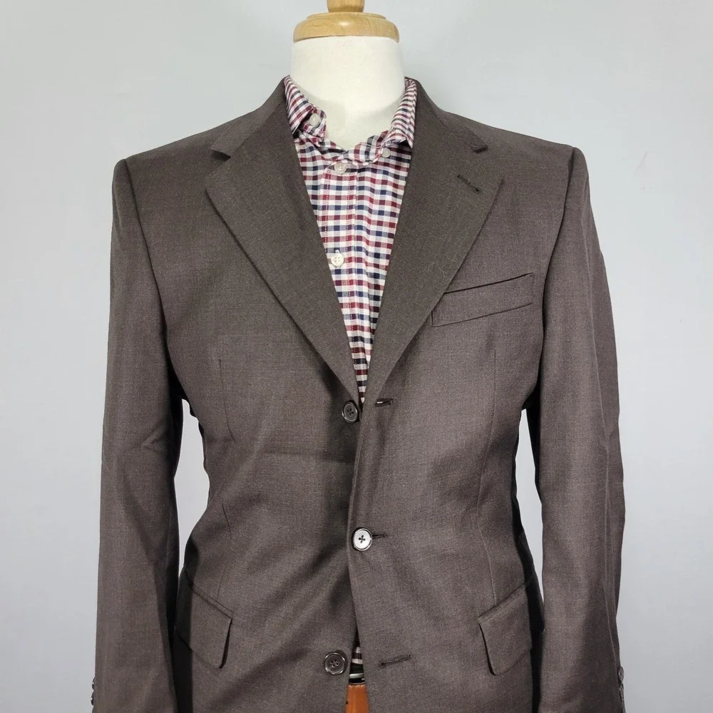 Murano Men's Sport Coat Blazer Three Button Brown Wool Made in Italy Size‎ 39R